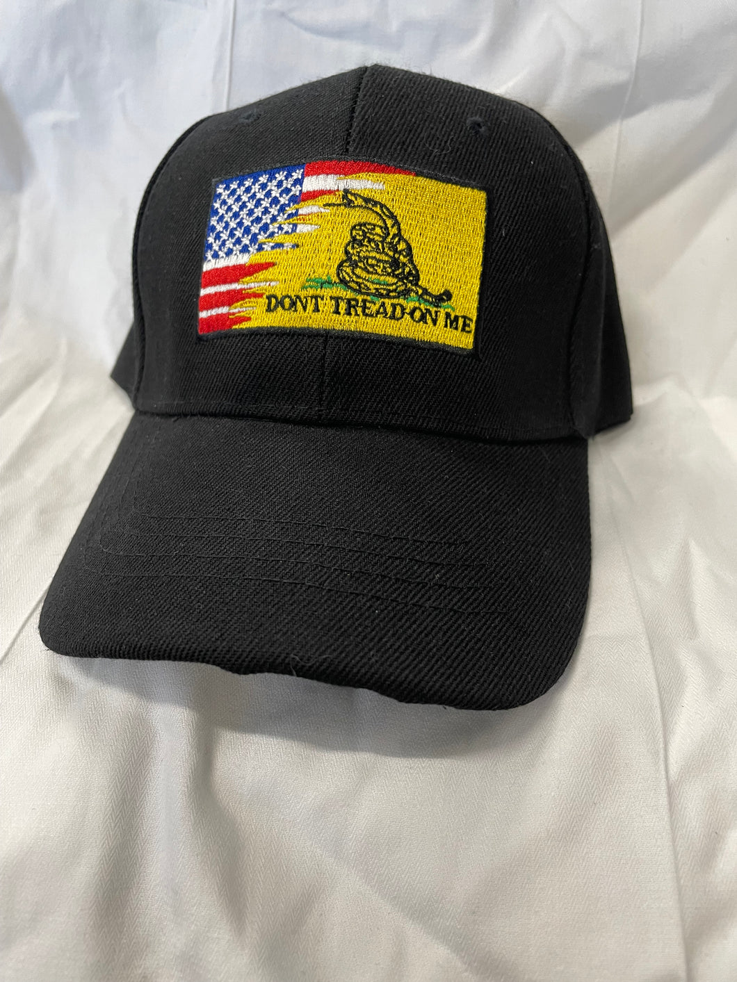 New Baseball Style Cap with Velcro Rear Size Adjustment/American and Gadsen Flag