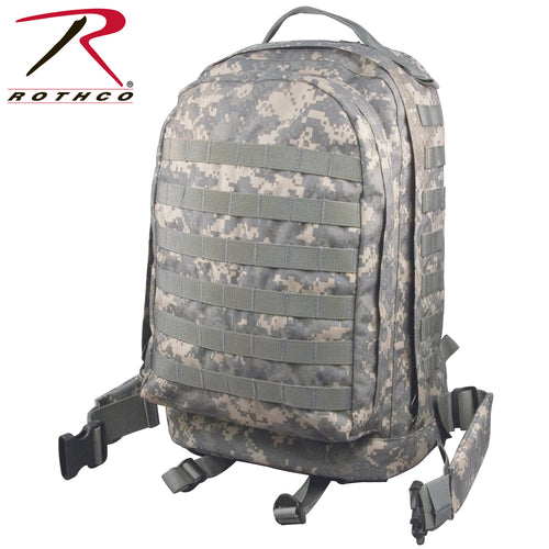 ROTHCO ACU 3 DAY ASSAULT PACK IMAGE. LIGHT GREEN AND TAN PATTERN