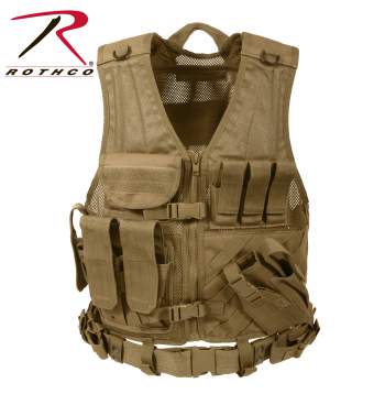 Rothco Cross Draw MOLLE Tactical Vest ~Coyote Brown~Oversized ONLY