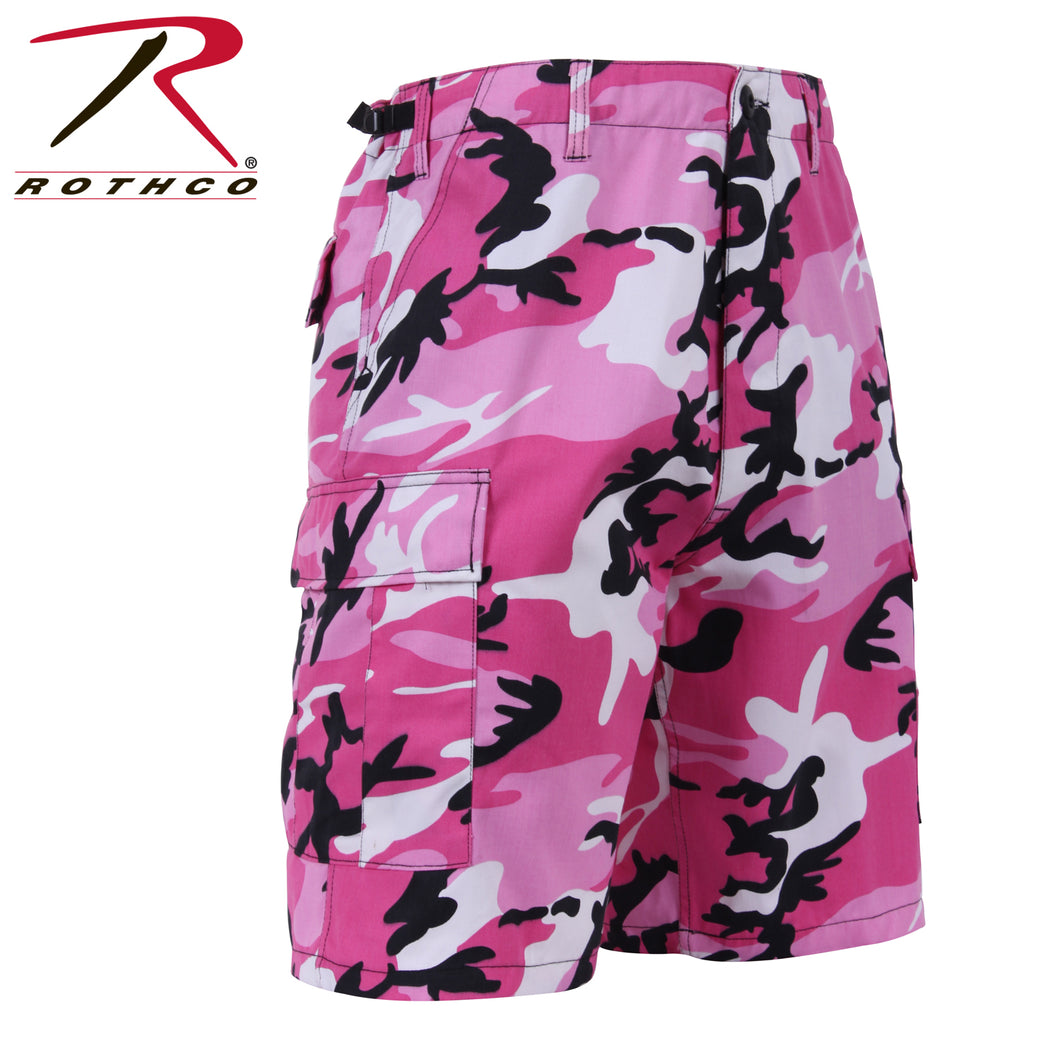 Picture Rothco Pink Camo Shorts right facing.  Pink and black and white camo pattern