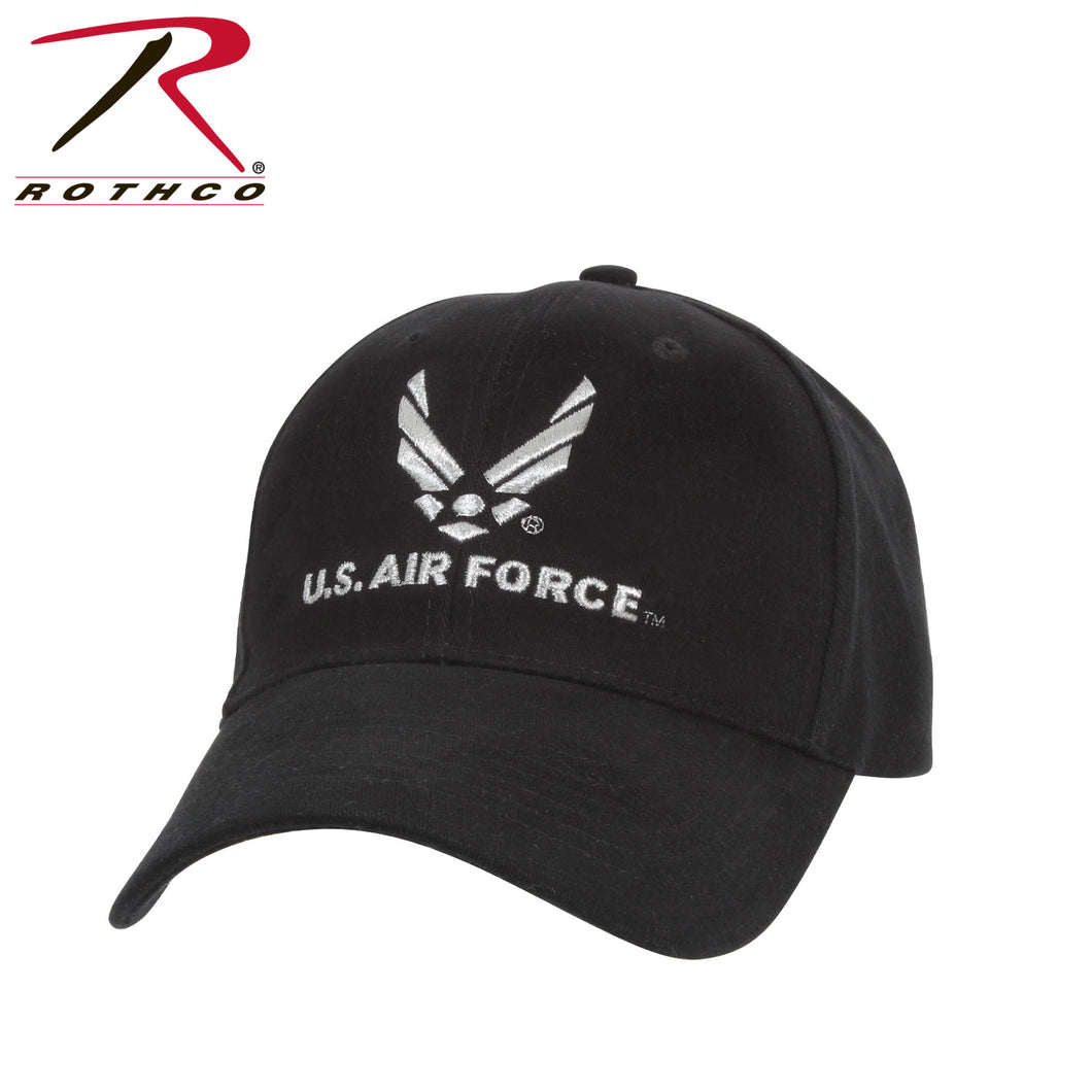 picture of Rothco U.S. Air Force cap black and white with air force logo.  Left facing picture