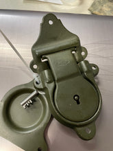 Load image into Gallery viewer, Vintage military footlocker lock parts with key
