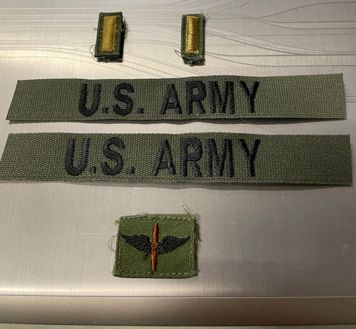 front view 2 LT, U.S. Army and army air corps sew on patches