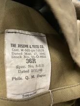 Load image into Gallery viewer, army wool coat manufacture date and size tag

