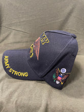 Load image into Gallery viewer, SIDE VIEW OF BLACK HAT WITH EAGLE SYMBOL IN VIEW
