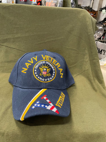 FRONT VIEW OF NAVY VETERAN HAT