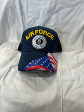 Load image into Gallery viewer, FRONT OF AIR FORCE CAP WITH FLAG ON HAT BILL

