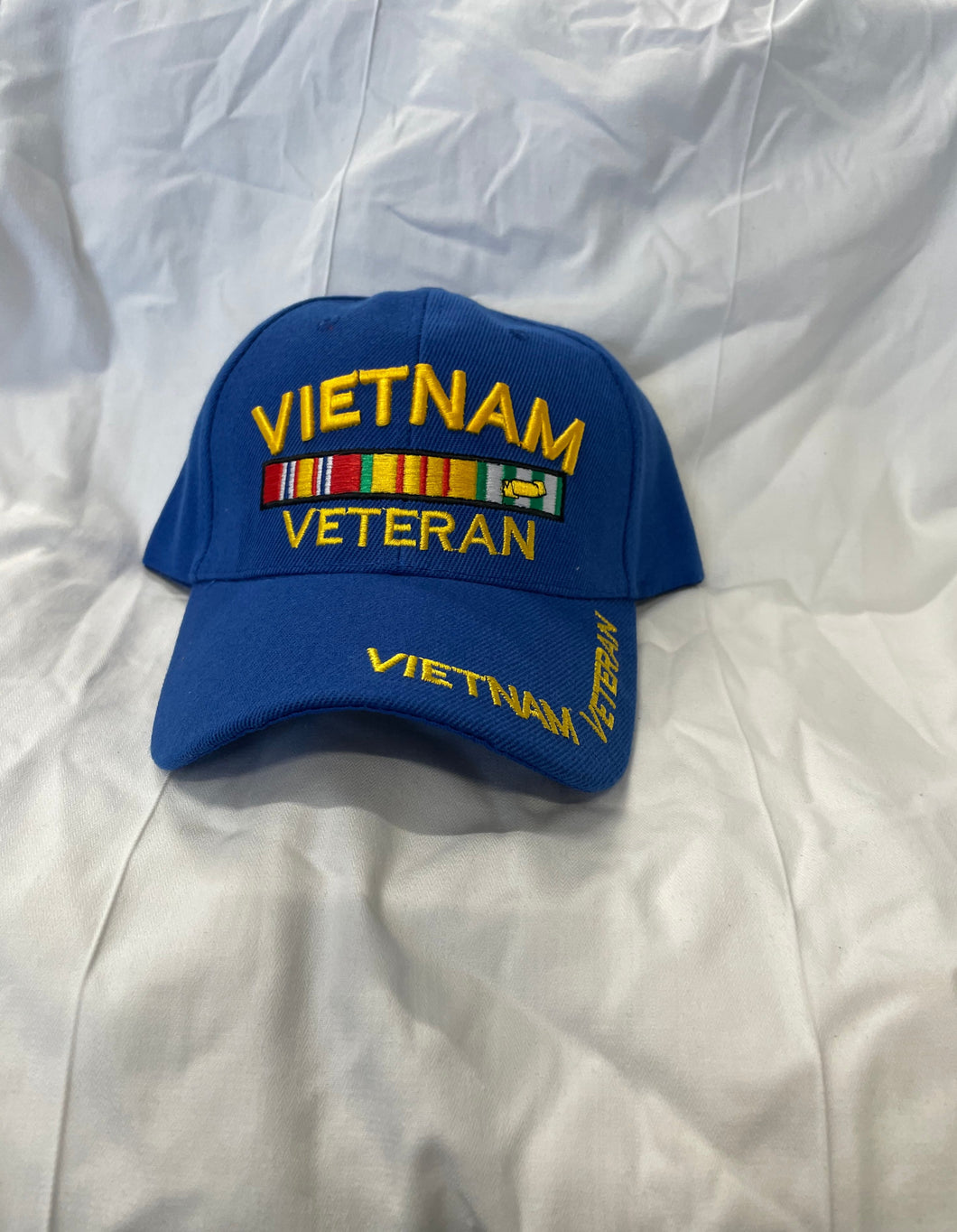 FRONT OF BLUE VIETNAM VETERAN HAT