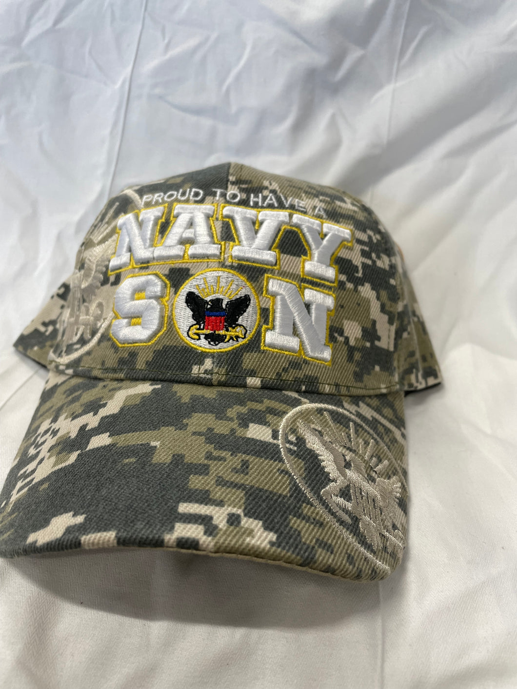 FRONT OF PROUD TO HAVE A NAVY SON HAT