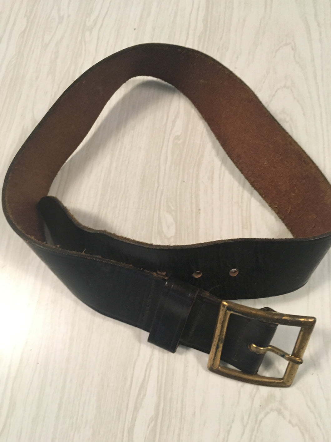 Vintage WW 2 Black Garrison Belt, Size 28 1 3/4