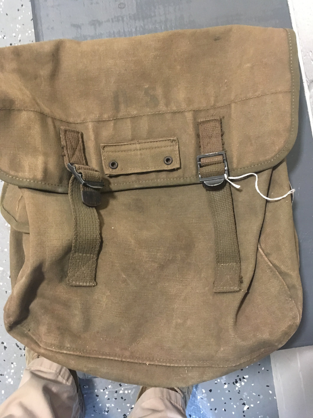 Original 1945 WW2  Vintage Musette Backpack~Some Wear/Straps and Buckles Intact