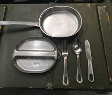 Load image into Gallery viewer, Vintage 1944 WWII U.S Military Mess Kit Complete with 1 Fork, 1 Spoon &amp; 1 Knife
