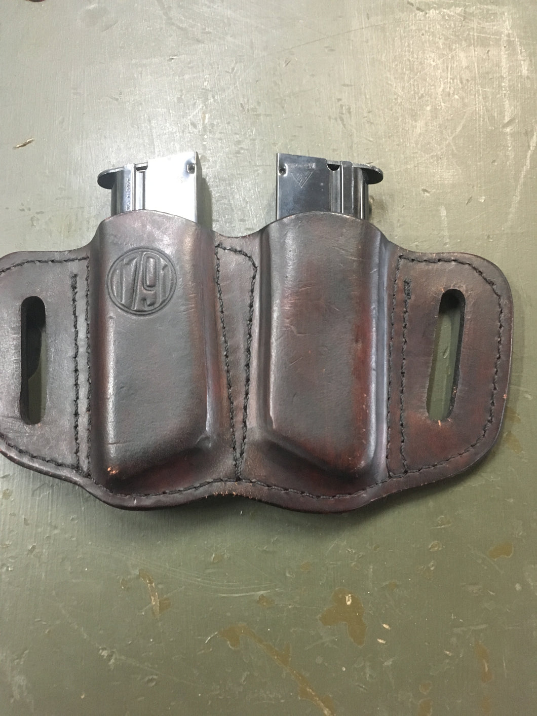 USED BROWN 1791 GUNLEATHER DOUBLE MAGAZING HOLSTER