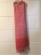Load image into Gallery viewer, VINTAGE Date unknown Krama Khmer Traditional Scarf Red Mixed Cotton Woven Cambodia Asia
