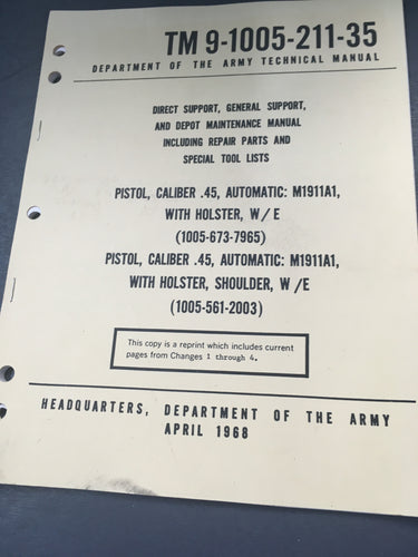 Picture front cover TM9 .45 cal manual army 1968