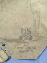 Load image into Gallery viewer, WWII US Army Service Gas Mask U Khaki Canvas Carry Bag Pouch MIVA IC75-5JJ/BAG ONLY

