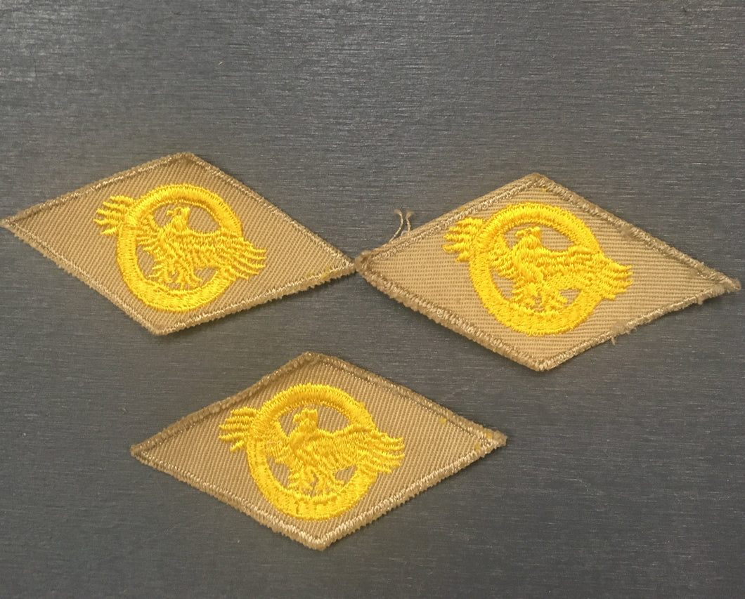 Set of 3 WWII Honorable Discharge US Army Patch Tan/ Ruptured Duck
