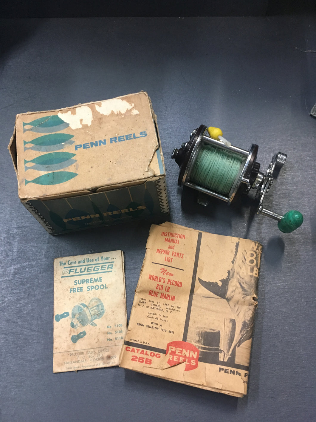 Vintage Brown Penn Reels Collectable (original) Penn Peerless No 9 Fishing Reel/In Box with Manuals