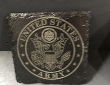 Load image into Gallery viewer, army seal slate coaster highlight
