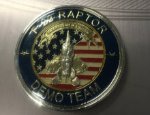 Load image into Gallery viewer, front image of the f-22 raptor demo team challenge coin
