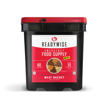 Load image into Gallery viewer, 60 Serving Freeze Dried Meat Bucket + 20 Servings of Rice
