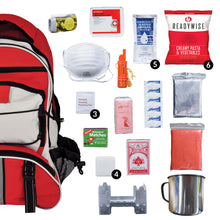 Load image into Gallery viewer, Red 64 Piece Survival Backpack
